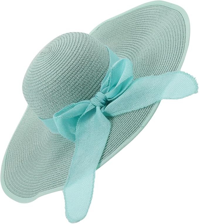 Wide Brim Straw Beach Hat for Women Foldable Summer Sun Hat with Bowknot Decor Brim UV Protection Comfortable Shade for Outdoor Travel and Garden Activities Multi
