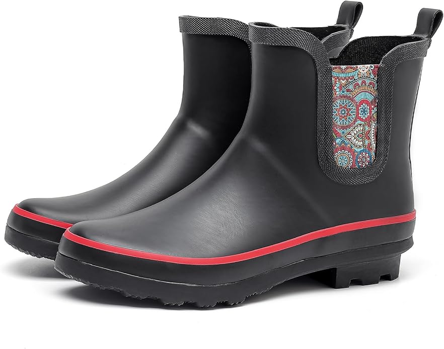 SWIFTFROG Rain Boots for Women - Waterproof Ankle Garden Shoes Anti-Slipping Floral Printed Rainboots for Ladies Stylish Light Ankle Rain Shoes, Women's Rain Footwear