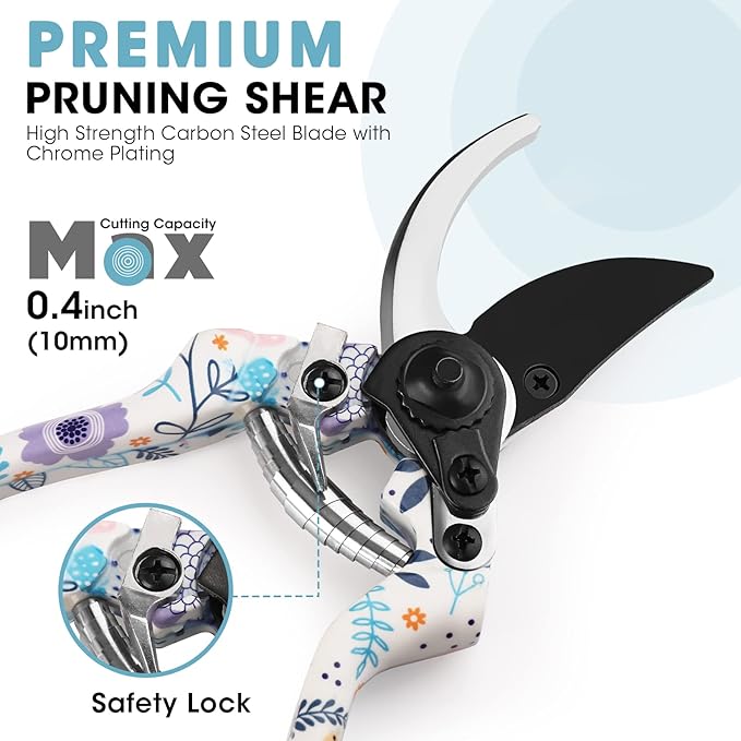 WORKPRO Aluminum Garden Tool Set, 4PCS Heavy Duty Hand Garden Tools with Box Include Trowel, Rake, Pruner, Garden Gloves, Garden Gifts