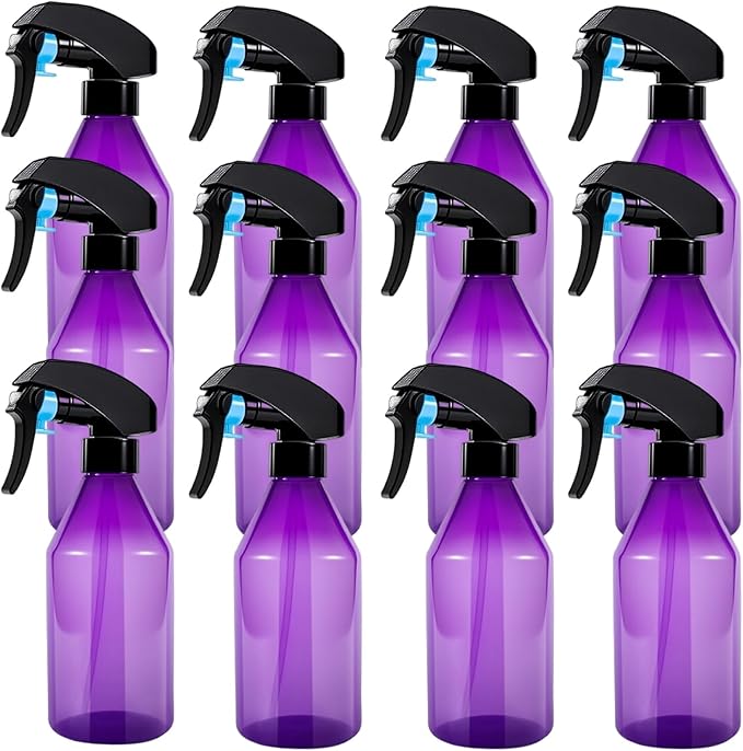 Plant Mister Spray Bottle, 10oz Plastic Fine Mist Spray Bottles, Empty Plant Sprayer Mister Water Spritzer for Gardening, Hair, Cleaning Solutions, Purple (12)