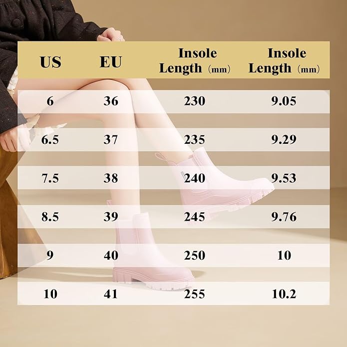 Short Rain Boots Women Waterproof Ankle Rainboots Fashion Chelsea Boots Non-Slip Garden Shoes for Outdoor Work Booties