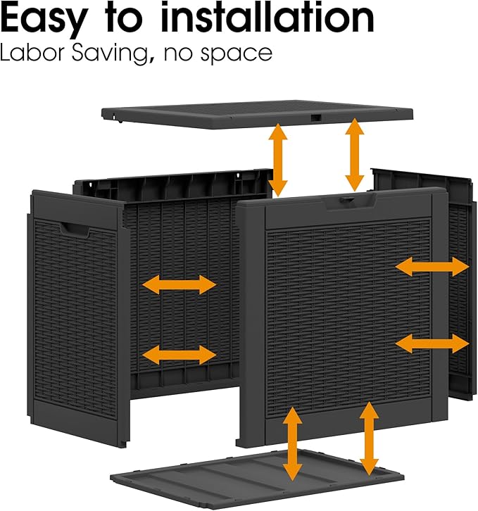 KAMABOKO 35 Gallon Outdoor Storage Box, Outside Storage Box Waterproof Lockable Lid for Garden Tools, Package Delivery, Pool Supplies, Patio Furniure, Black