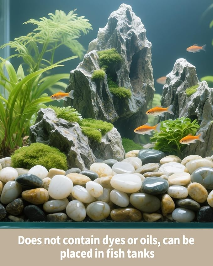 2.5lb Natural Polished River Rocks - 5/16-5/8 Inch Decorative Stones for Plants Garden Landscaping & Outdoor Decor Small Smooth Pebbles for Indoor/Outdoor