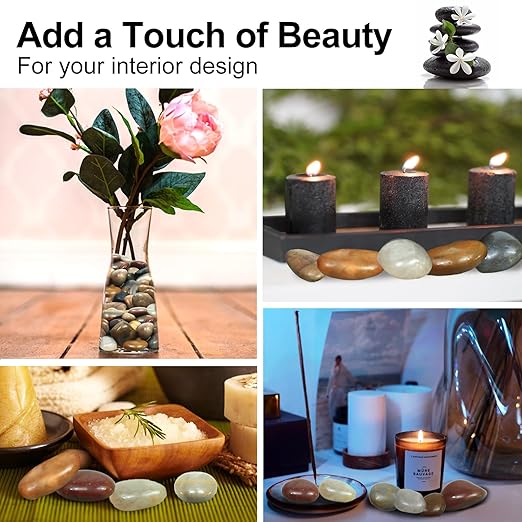 10Ib Mixed Rain Forest River Rocks for Landscaping-Polished Pebbles for Plants-Garden Decorative Stones-1-2 Large Plant Rocks,Ideal for Aquarium, Home Decor