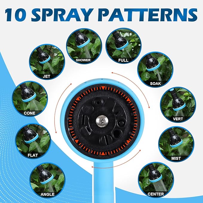 Tesony Watering Wand, 29" Bendable Garden Hose Wand with 10 Adjustable Spray Patterns, Water Sprayer Wand with Thumb Control Shut Off Valve, Quick Connector, Great for Hanging Baskets, Watering Plants