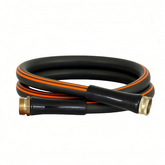 Atlantic Heavy Duty Garden Hose 6 ft x 5/8 Inch Black Color, Short Connection Leader Hose 6' with Solid Brass Connectors (6 Feet)