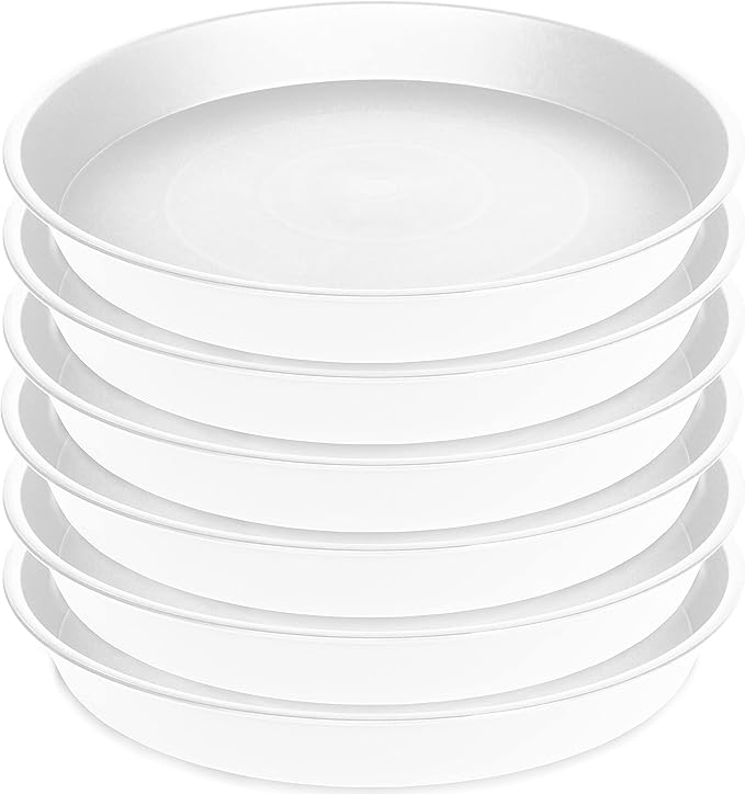 6 Pack of 8 inch Plant Saucer, Heavy Duty Plastic Plant Drip Trays 8" Round, Plant Dishes Saucer, Flower Plant Water Trays for Indoors, Plate for Planter 7-9" (8 inch, Creamy White)