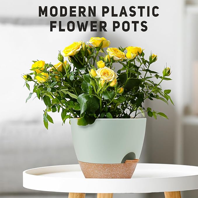 12 inch Large Self Watering Plant Pots, Flower Pots Planters with Multi Mesh Drainage Holes for Indoor Outdoor Garden Plants and Flowers
