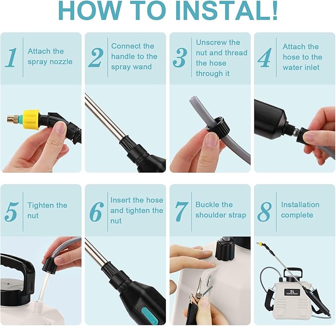 Battery Powered Sprayer 1.35 Gallon, Upgraded Electric Garden Sprayer with 3 Nozzles & 4 Spray Modes,Rechargeable Handle, Retractable Wand and Adjustable Shoulder Strap for Weed Killer, Lawn, Yard