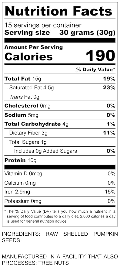 Raw Pumpkin Seeds (Papitas) 16 oz (1 lb) | No Preservatives | Batch Tested Gluten & Peanut Free | Non-GMO | NO PPO | 100% Natural | Resealable Bag | Healthy | Premium Grade