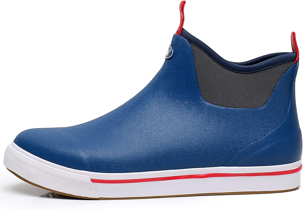 WTW Unisex Rain Boots for Men and Women Waterproof Rubber Fishing Deck Boots Neoprene Boots Slip on Ankle Garden Shoes
