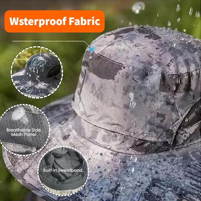 Wide Brim Solar Fan Hat for Men Women- UPF 50+ Sun Bucket Hat with 2 Built-in Solar Powered Fans for Fishing, Hiking & Beach