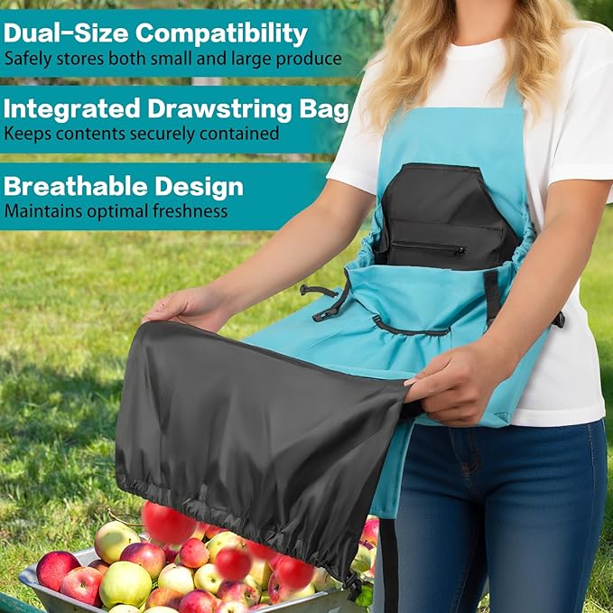 Gardening Apron with Pockets for Women – Harvest Apron for Garden Vegetables, Water Resistant Adjustable Cross Back Tool Apron, Gardening Gift for Plant Lovers & Gardeners - Blue