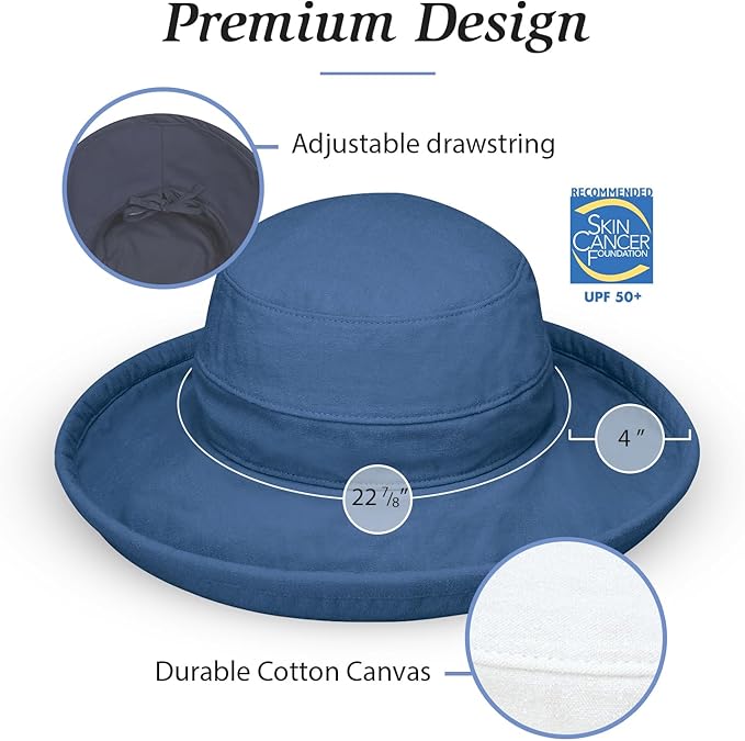 Wallaroo Hat Company Women’s Casual Traveler Sun Hat - UPF 50+ Sun Protection, Wide Brim, Packable, Adjustable, Medium
