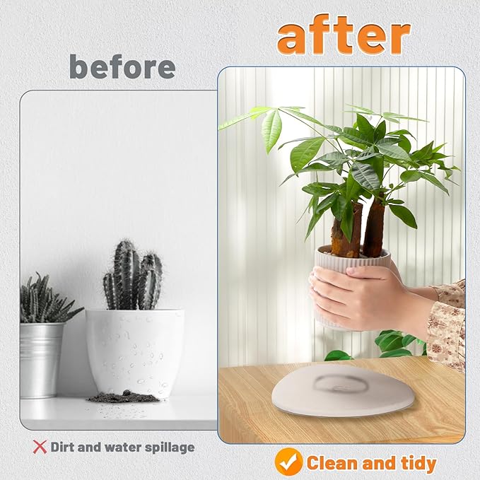 Elfcool Plant Saucer Quick Dry Absorbent Flower Plant Pot Saucer Dirp Tray Diatomaceous Earth Plant Mat for Indoor Outdoor Plants (12''-Off White-1pack)