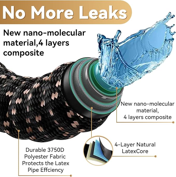 75 ft Expandable Garden Hose - Kink Free Flexible Water Hose with Thumb-Controlled 10-Function Nozzle, 3/4 Solid Brass Connectors, Retractable Latex Core - Lightweight Expanding Hose