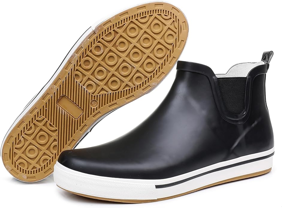 WTW Womens Rain Boots Deck Boots for Men - Lightweight Waterproof Rubber Fishing Rain Shoes with High Traction for Gardening Camping