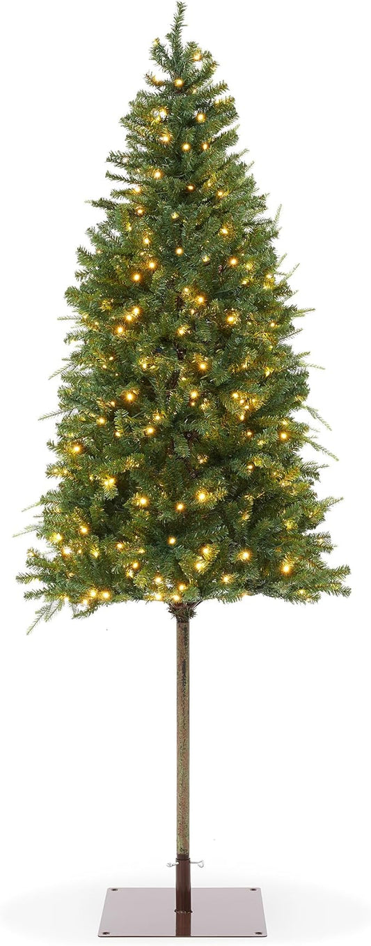 Casafield 7.5FT Pre-Lit Realistic Pencil Alpine Fir Artificial Holiday Christmas Tree with LED Lights and Metal Stand