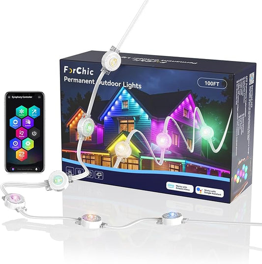 Permanent Outdoor Lights, 100ft RGBICWWPW Christmas Lights with 72 Triple-LED, IP67 Waterproof, 45lm Tunable White for Christmas Decorations, Daily and Holiday, Works with Alexa, Google Assistant