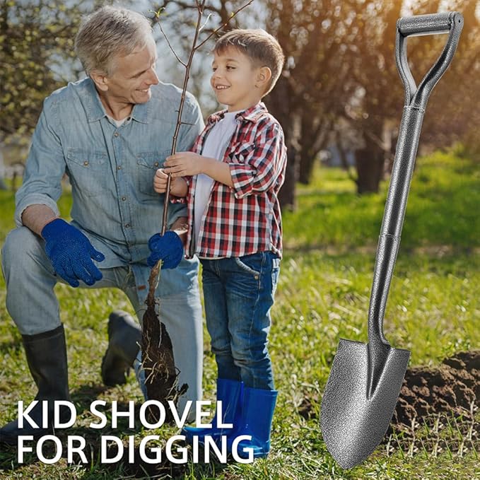 All Metal Shovels for Digging Gardening - 30in Small Shovel Spade with Short D Handle and Steel Blade - Perfect for Camping Planting Overlanding