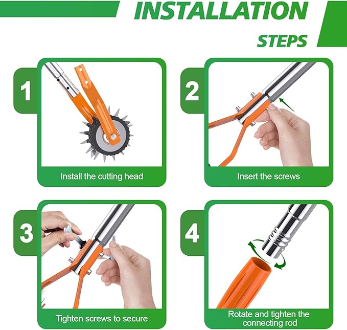 Wheel Rotary Edger Lawn Tool, Sidewalk 66.7Inch Manual Lawn Edger, Grass Edge Trimmer, Adjustable Stainless Steel Handle with Cushion Grip,Soil,Garden and Yard Tool,Orange