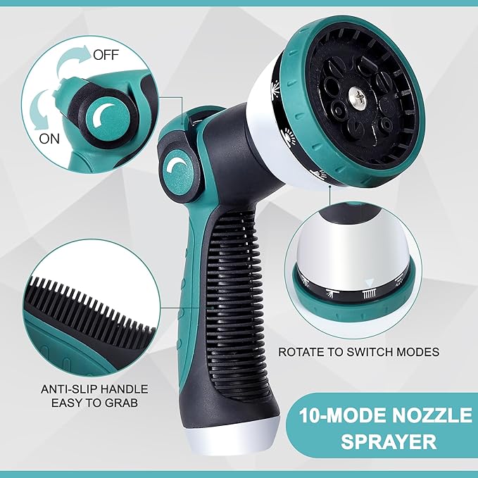 100FT Garden Hose, 304 Stainless Steel Water Hose, Flexible with a 10-Mode Nozzle Sprayer, No Kink, Lightweight, Puncture Proof, Ideal for Yard, Lawn, Outdoor