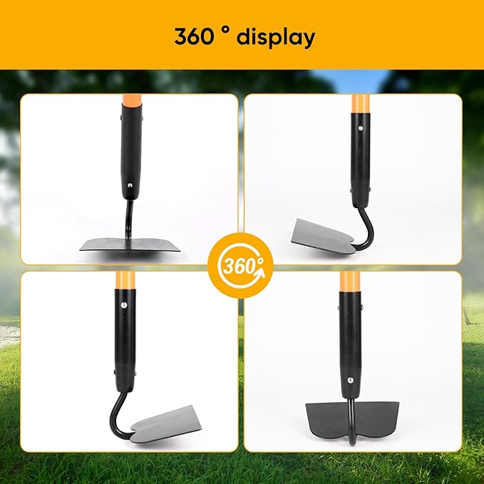 Garden Hoe Tool .for Weeding with Long Fiberglass Handle 57 Inches，Heavy Duty Hoe Garden Tool,