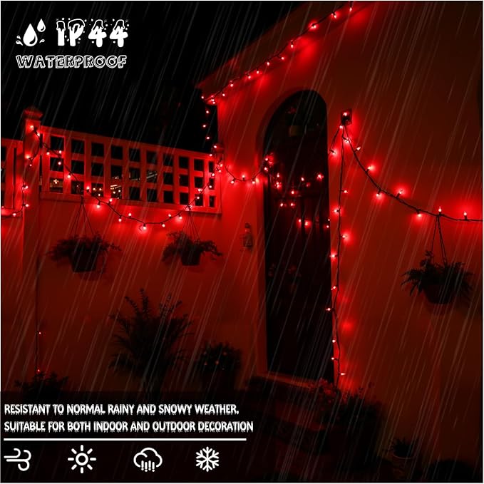 Red Christmas Lights, 13FT 50 Count Incandescent Mini String Lights with Green Wire, UL Certified Connectable Valentine's Day Lights for Indoor Outdoor Garland Party Xmas Holiday
