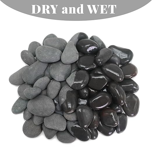20LB Black Stones Pebbles River Rocks, Natural Beach Pebbles, 0.8-1.5" Decorative Rocks- Ideal for Garden Landscaping, Home Decor, Aquariums, Painting, Crafting and Gifts, Black Colors