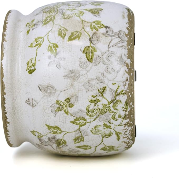 Ceramic Pot for Planter, Vintage Flower Pot with Drainage Holes, 6.29 inch Ice Crack Glazed Indoor Planters Pot (Mid-Century)