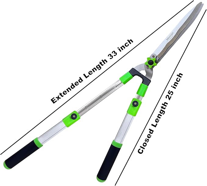 Garden Hedge Shears for Trimming Borders, Extendable Handle Clippers & Shears, Pruning Trimmers with Wavy Blade, Professional Bush Cutter, Gardening Pruners Scissors