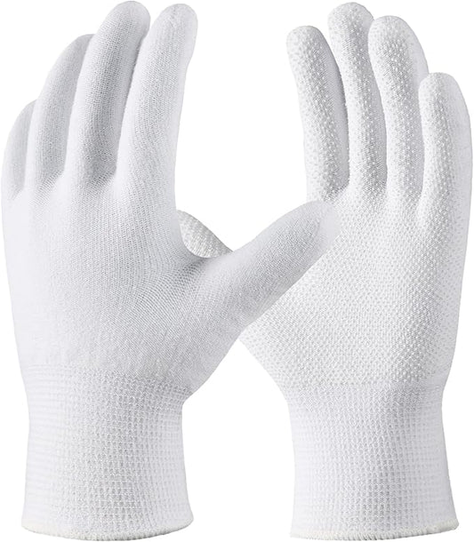 COOLJOB 12/60 Pairs Cotton Work Gloves with Non-Slip Grip Dots, Breathable Lightweight Gloves for Construction Gardening