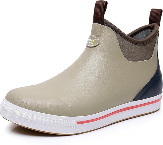 WTW Unisex Rain Boots for Men and Women Waterproof Rubber Fishing Deck Boots Neoprene Boots Slip on Ankle Garden Shoes