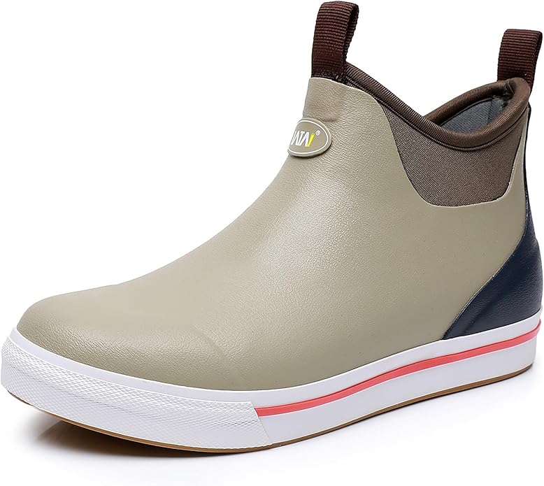 WTW Unisex Rain Boots for Men and Women Waterproof Rubber Fishing Deck Boots Neoprene Boots Slip on Ankle Garden Shoes