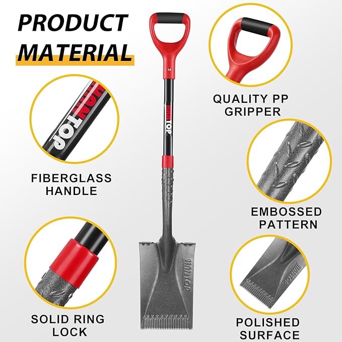 Garden Shovel Flat Spade Edge Shovels Trenching Spades with Fiberglass Handle for Gardening Lawn Edging,43 inches