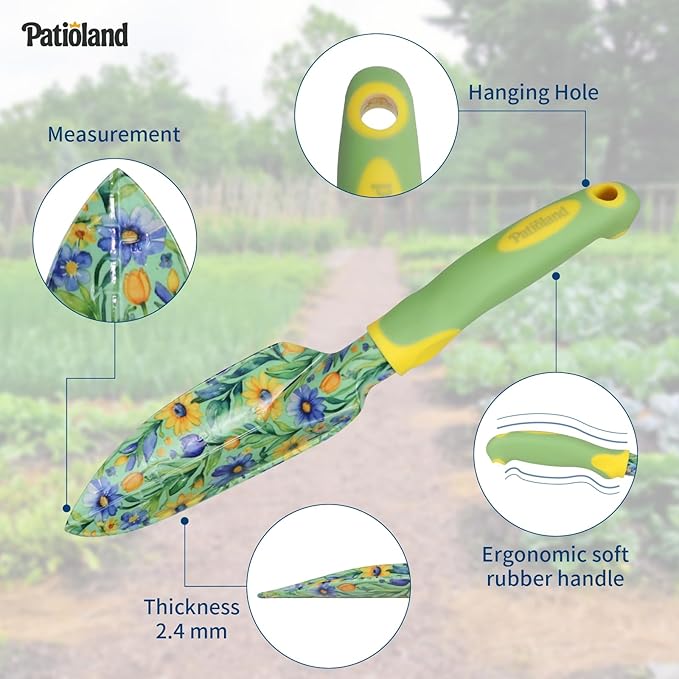 10-Piece Garden Tool Set – Green Floral Gardening Hand Tools with Non-Slip Handles, Heavy Duty Rust-Proof Aluminum Tools, Organizer Tote Bag, Ideal Gardening Gifts for Women & Grandma