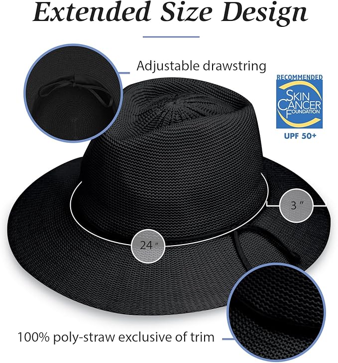 Wallaroo Hat Company Women’s Victoria Fedora – UPF 50+ UV Protection, Wide Brim, Medium Size, Packable & Adjustable Sun Hat