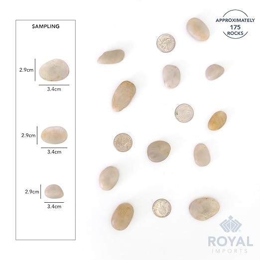 Royal Imports 5LBS River Rocks Decorative Ornamental Pebbles, Garden Landscaping Stones, Gravel Filler for Plants, Vases, Succulents, Home Decor, Aquariums, Crafting, Animal Habitat - Large Light