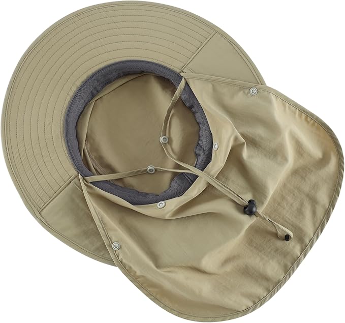Home Prefer UPF 50+ Sun Hats for Men Women Wide Brim Fishing Hat with Neck Flap Summer Safari UV Protection Bucket Hat