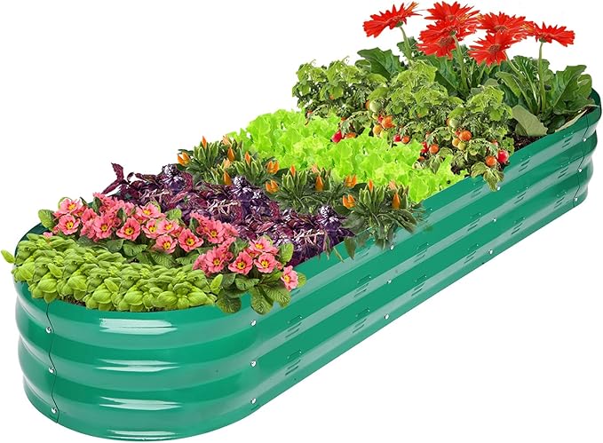 GADI Raised Garden Bed Kit for Vegetables Flower Galvanized Metal Planter Boxs Designed for Easy DIY and Cleaning Not Twist Or Rot (Green)