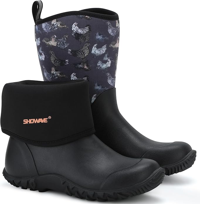 Showave Women’s Garden Boots Rubber Rain Boots For Women Waterproof Mud Boot Gardening Yard Boot For Farming Working Outdoor