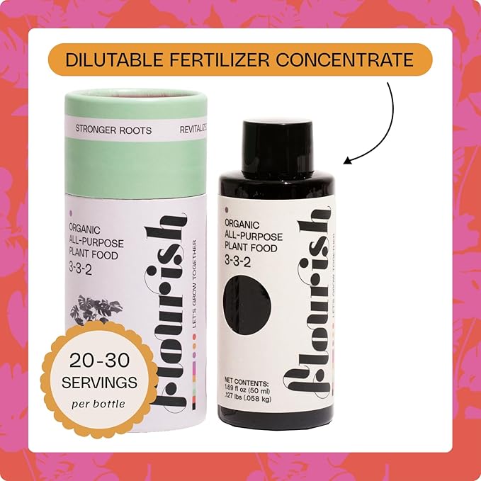 Flourish Plant Organic All-Purpose Plant Food + Organic Houseplant Soil Plant Revive Bundle