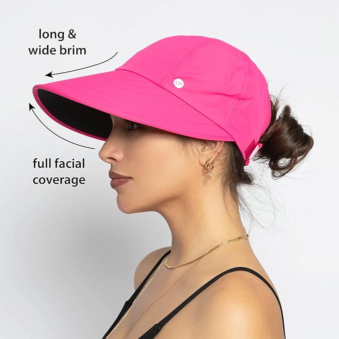 Ponyflo Sunblocker Wide Brim Hat - Oprah Awards Best Sun Hat - UV 50 Protection - Ponytail Sunhat for Women