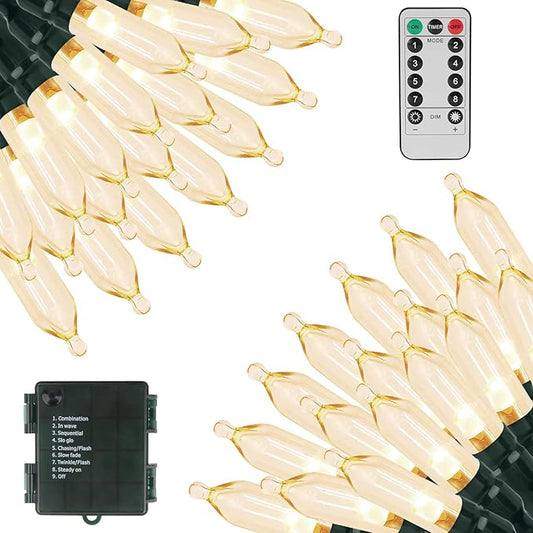 Christmas Lights 66ft 200 LED Battery Operated String Lights with Timer Memory Function or Battery Powered Waterproof Fairy Light for Indoor Outdoor Decoration