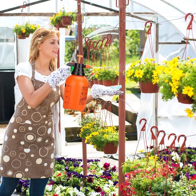 2 Pack Pump sprayers in Lawn and Garden, 2L Handheld Garden Pump Sprayer 0.5 Gallon Water Mist Spray Bottle for Plants, Weed Sprayer with Adjustable Brass Nozzle (2L Orange)