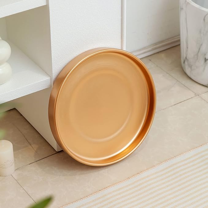 15 Inch Ceramic Saucer - Ceramic Drainage Tray for Plant Pot (Matte Gold)