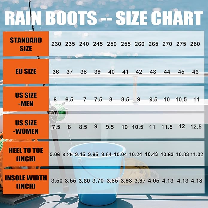Women's Ankle Rain Boots - Slip On Waterproof Festival & Garden Shoes for Men - Comfortable Lightweight Rubber Wellies with Decorative Buckle
