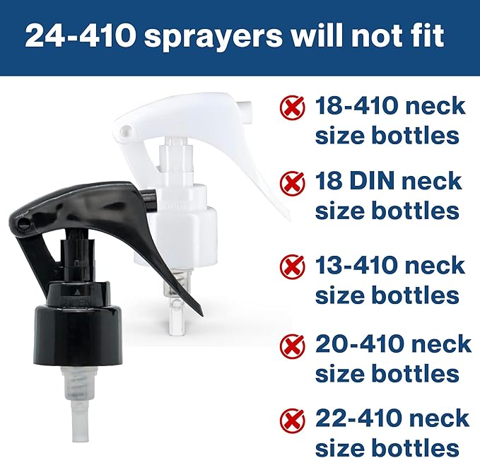 uh*Roh*Muh 24/410 Mini Trigger Sprayer (Pack of 50) White - Smooth Skirt Design, Easy Fit, Adjustable Spray Nozzle - Perfect for DIY, Home, and Garden Use