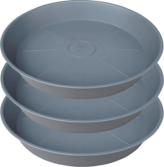 3 Pack of 25 26 inch Plant Saucer (22.7 Inch Base), 4.2" Depth, Large Deep Plastic Flower Planter Water Trays for Indoors Outdoor Bath Bath, Plant Drip Trays for Pot (26", Gray)