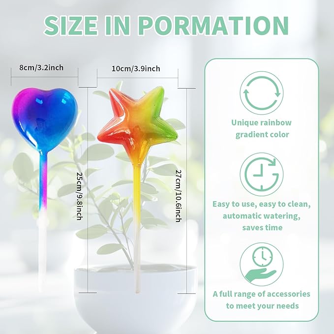 Glass Plant Watering Globes, Flower Watering Globes Self Watering Star Plant Watering Pot, Automatic Multicolored Glass Watering Spray for Everyday Use,3 Pack (A)